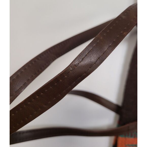 Castano Mole Southwestern 100% Wool Tote Bag, Aztec Tribal Print, Leather - Picture 4 of 8